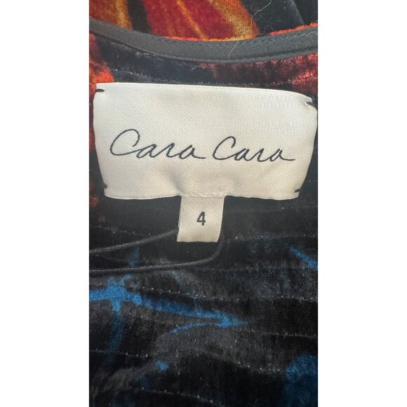 NWT Cara Cara 4 Floral Velvet Midi Dress Rhinestone Buttons V-Neck Puff Sleeves - Picture 2 of 16